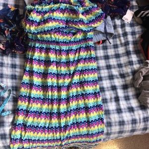 Rainbow long no strap dress
